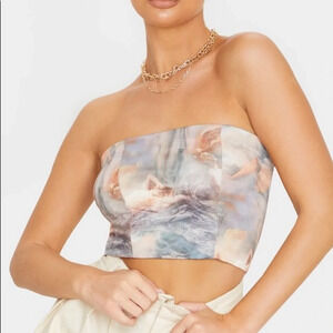 Plt Water Renaissance Print Helsa Slinky Bandeau Crop Top, Size 10, NWT